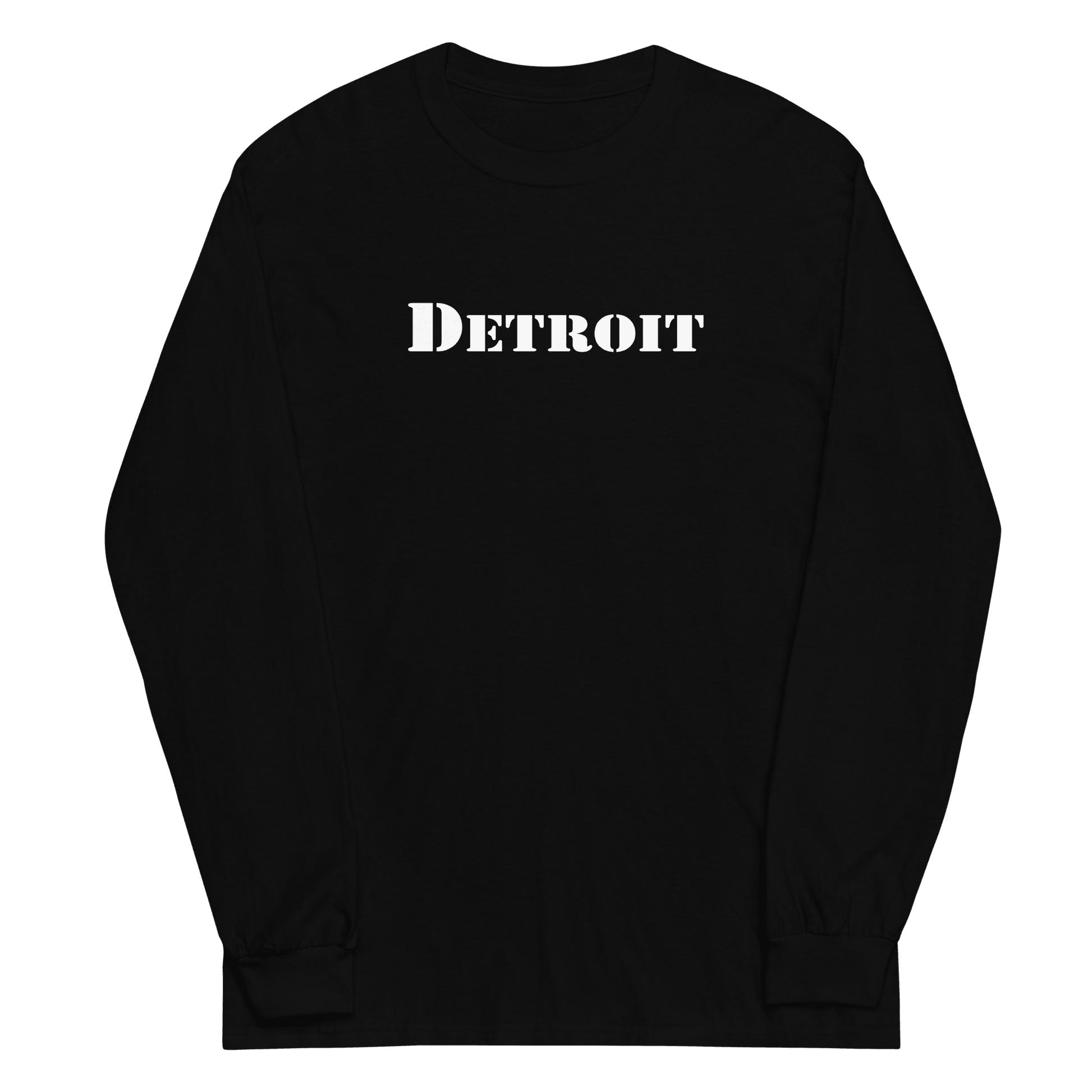 'Detroit' T-Shirt (Army Stencil Font) | Unisex Long Sleeve - Circumspice Michigan