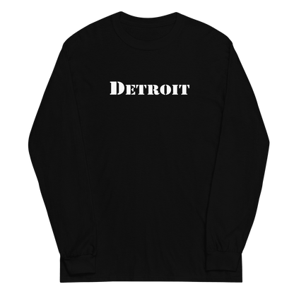 'Detroit' T-Shirt (Army Stencil Font) | Unisex Long Sleeve - Circumspice Michigan