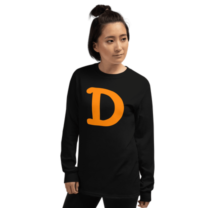 Detroit 'Old French D' T-Shirt (Orange Full Body Outline) | Unisex Long Sleeve - Circumspice Michigan