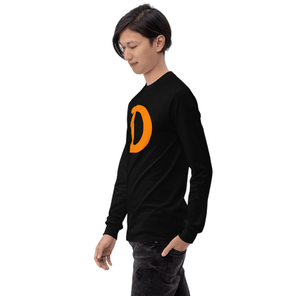 Detroit 'Old French D' T-Shirt (Orange Full Body Outline) | Unisex Long Sleeve - Circumspice Michigan