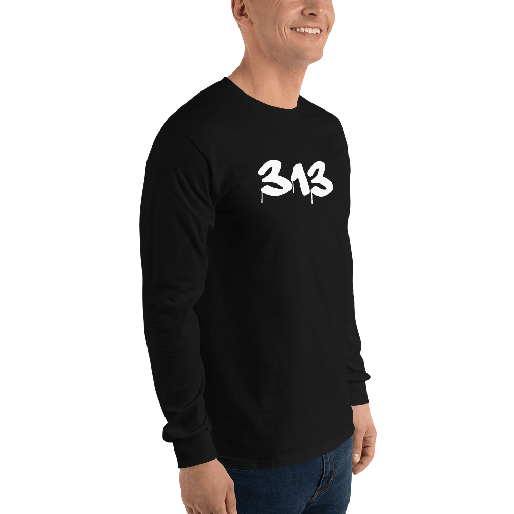 Detroit '313' T-Shirt (Tag Font) | Unisex Long Sleeve - Circumspice Michigan