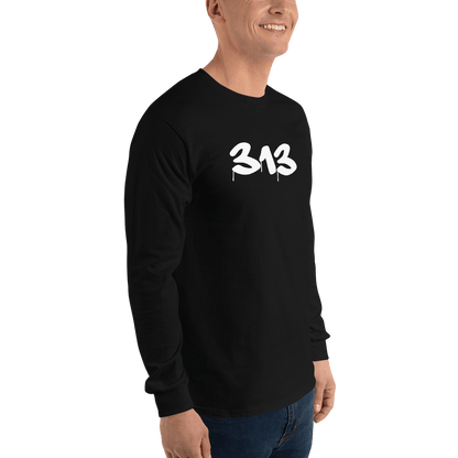 Detroit '313' T-Shirt (Tag Font) | Unisex Long Sleeve - Circumspice Michigan