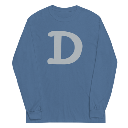 Detroit 'Old French D' T-Shirt (Silver Full Body Outline) | Unisex Long Sleeve - Circumspice Michigan