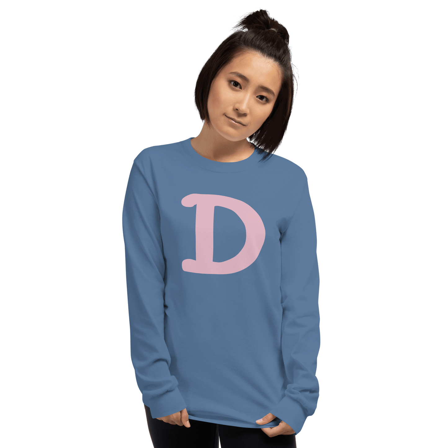 Detroit 'Old French D' T-Shirt (Pink Full Body Outline) | Unisex Long Sleeve - Circumspice Michigan