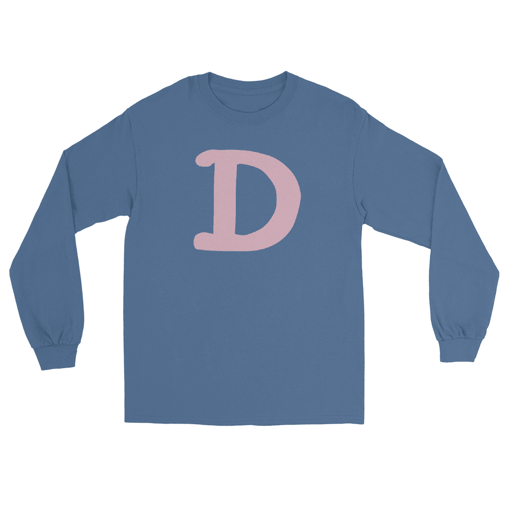 Detroit 'Old French D' T-Shirt (Pink Full Body Outline) | Unisex Long Sleeve - Circumspice Michigan