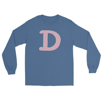 Detroit 'Old French D' T-Shirt (Pink Full Body Outline) | Unisex Long Sleeve - Circumspice Michigan