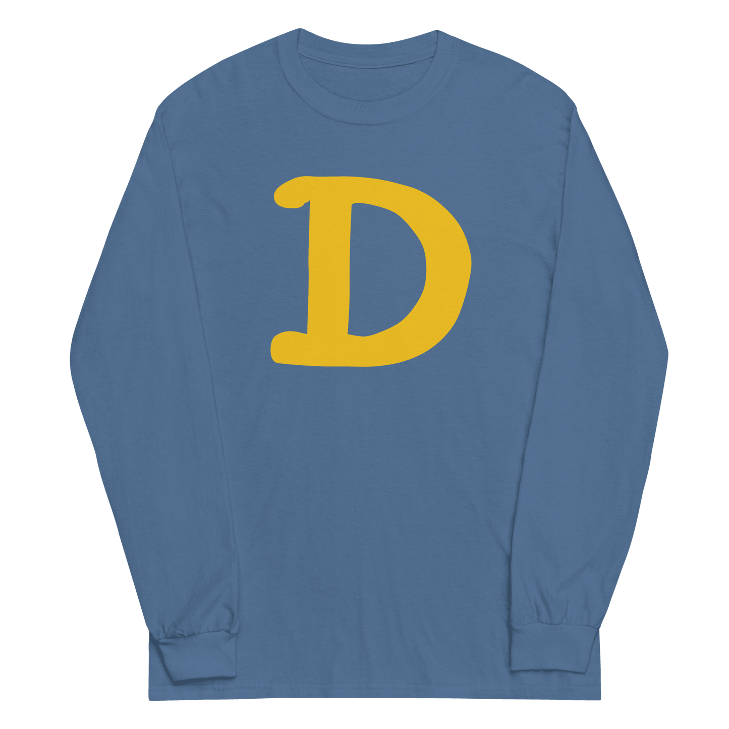 Detroit 'Old French D' T-Shirt (Gold Full Body Outline) | Unisex Long Sleeve - Circumspice Michigan