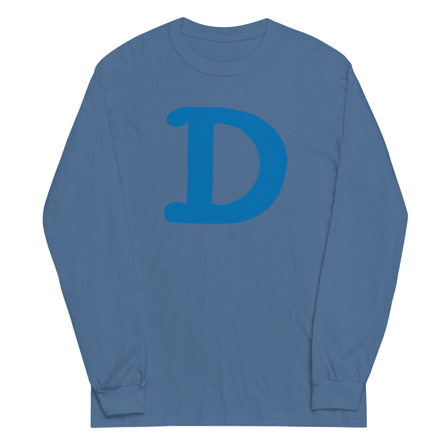 Detroit 'Old French D' T-Shirt (Azure Full Body Outline) | Unisex Long Sleeve - Circumspice Michigan