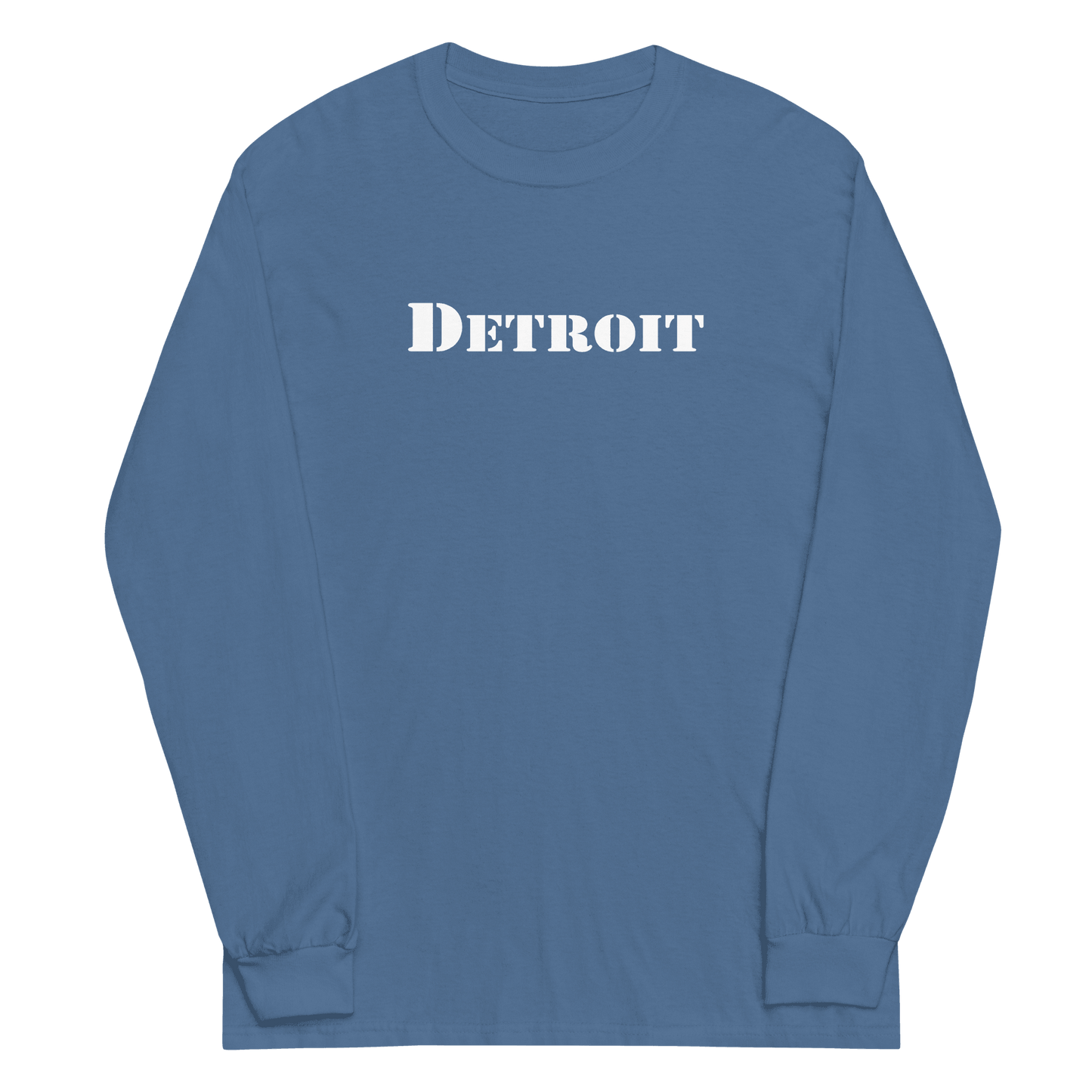 'Detroit' T-Shirt (Army Stencil Font) | Unisex Long Sleeve - Circumspice Michigan