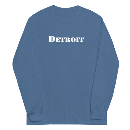 'Detroit' T-Shirt (Army Stencil Font) | Unisex Long Sleeve - Circumspice Michigan