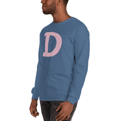 Detroit 'Old French D' T-Shirt (Pink Full Body Outline) | Unisex Long Sleeve - Circumspice Michigan