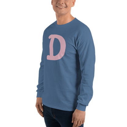 Detroit 'Old French D' T-Shirt (Pink Full Body Outline) | Unisex Long Sleeve - Circumspice Michigan