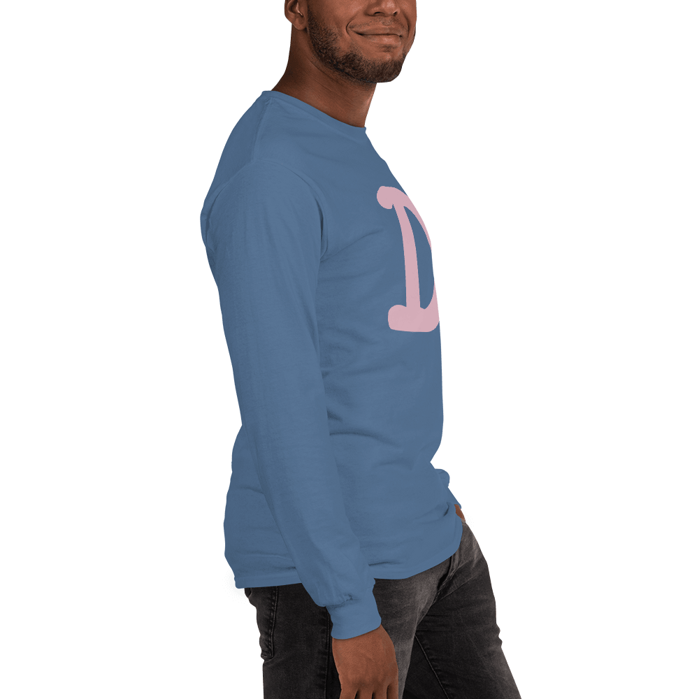 Detroit 'Old French D' T-Shirt (Pink Full Body Outline) | Unisex Long Sleeve - Circumspice Michigan