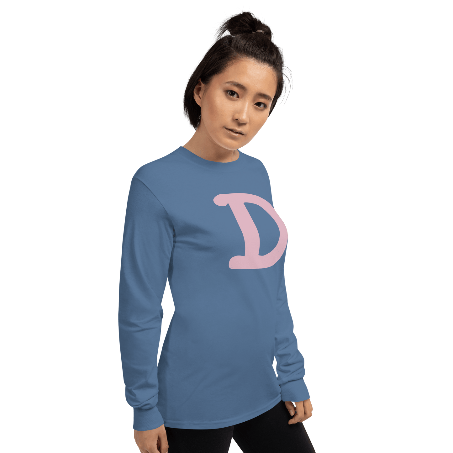 Detroit 'Old French D' T-Shirt (Pink Full Body Outline) | Unisex Long Sleeve - Circumspice Michigan