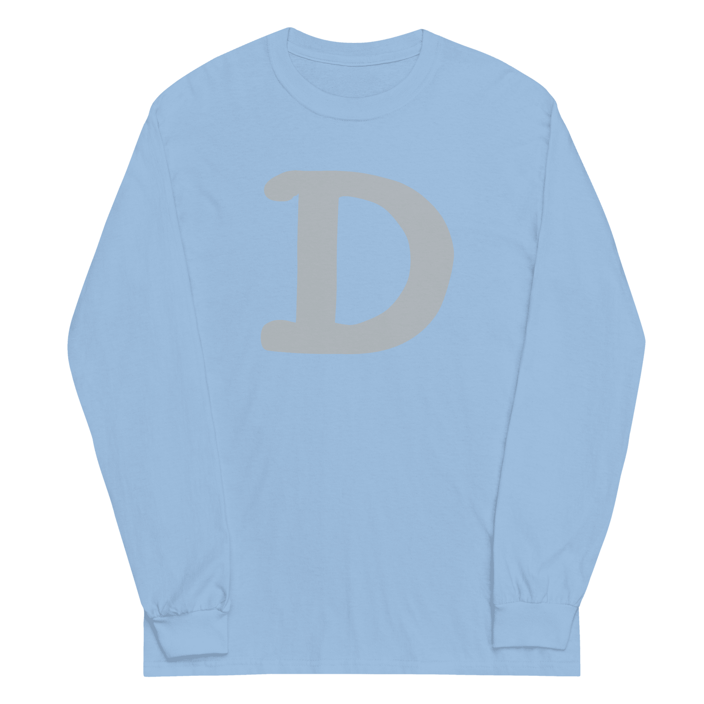 Detroit 'Old French D' T-Shirt (Silver Full Body Outline) | Unisex Long Sleeve - Circumspice Michigan