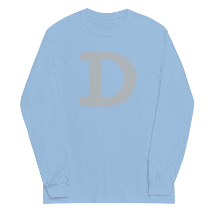 Detroit 'Old French D' T-Shirt (Silver Full Body Outline) | Unisex Long Sleeve - Circumspice Michigan