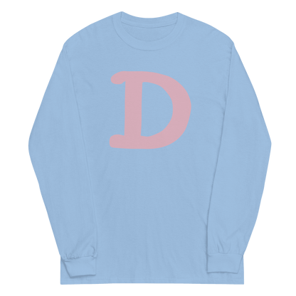 Detroit 'Old French D' T-Shirt (Pink Full Body Outline) | Unisex Long Sleeve - Circumspice Michigan