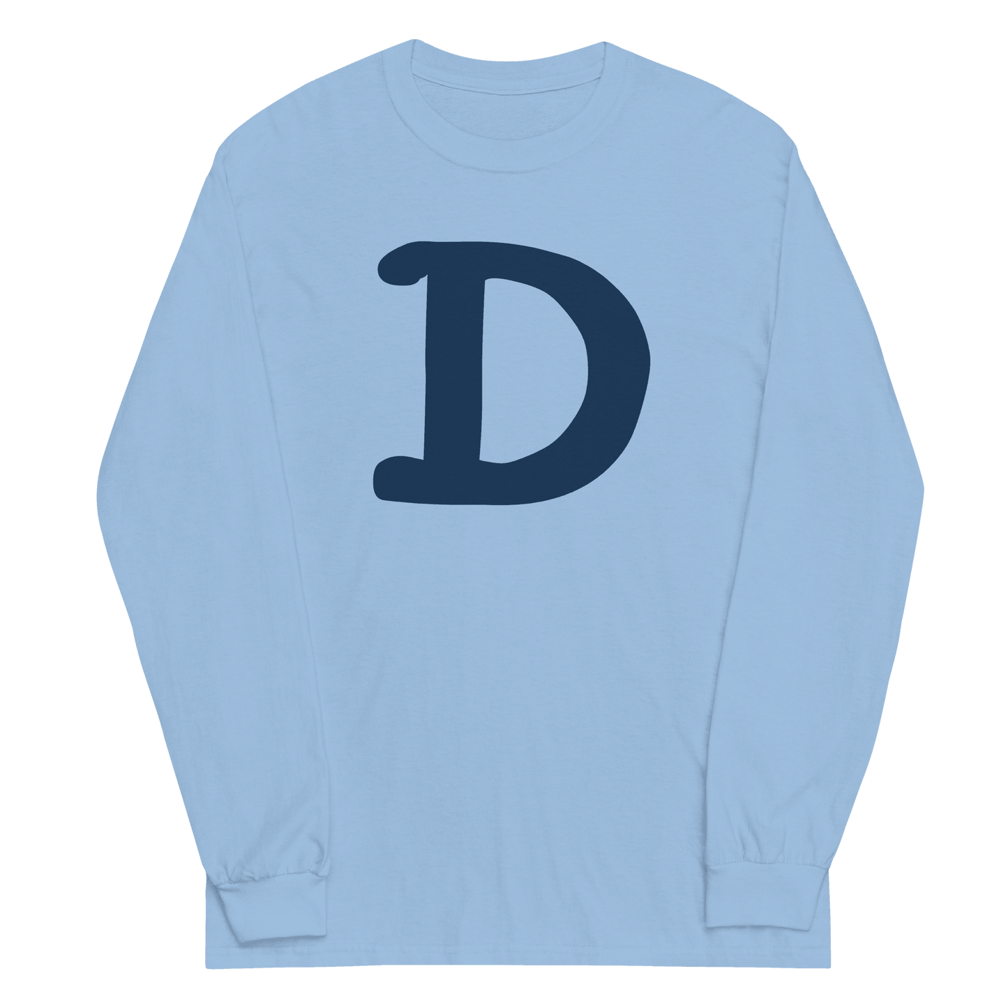 Detroit 'Old French D' T-Shirt (White/Navy Full Body Outline) | Unisex Long Sleeve - Circumspice Michigan