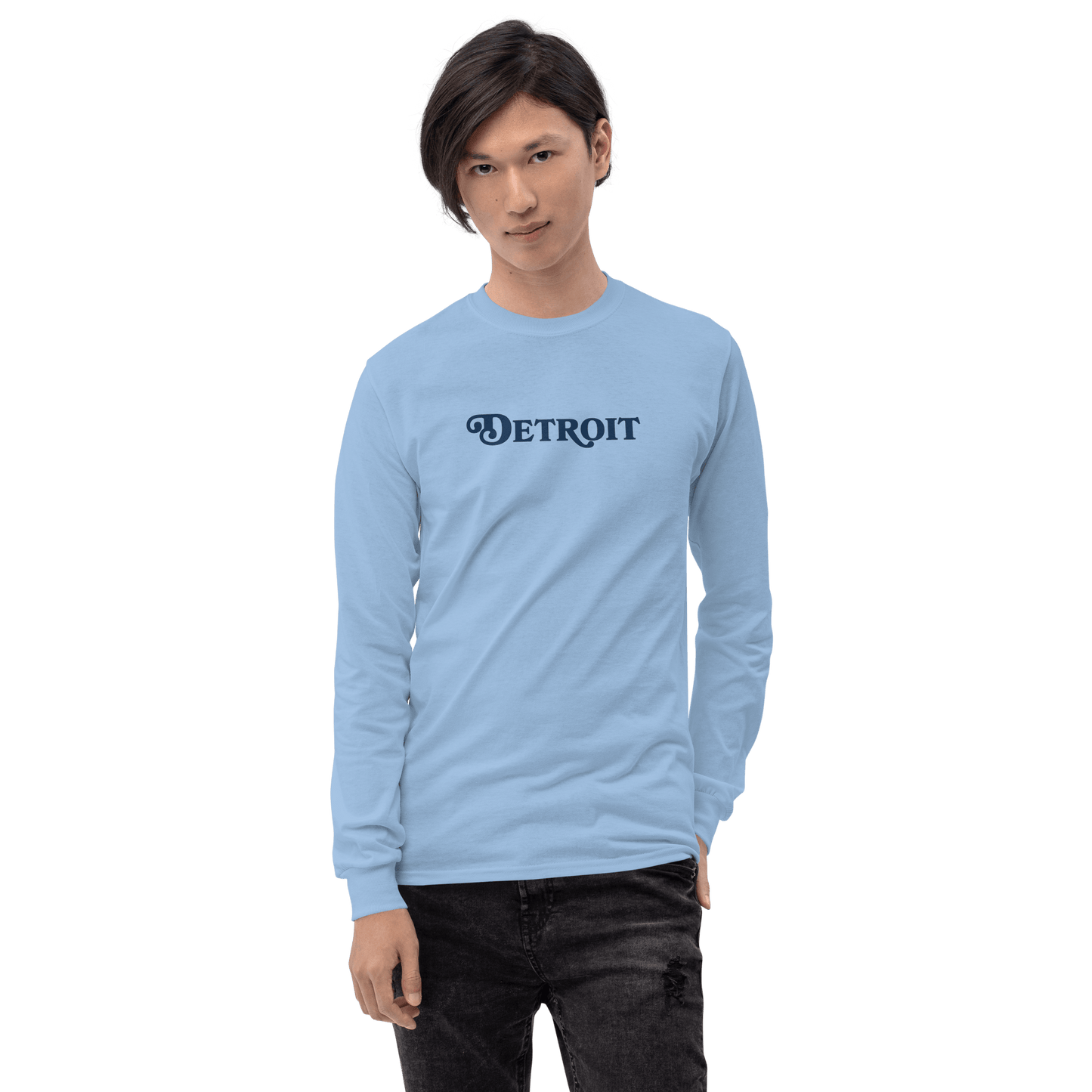 'Detroit' T-Shirt (Sloped Roman Font) | Unisex Long Sleeve - Circumspice Michigan