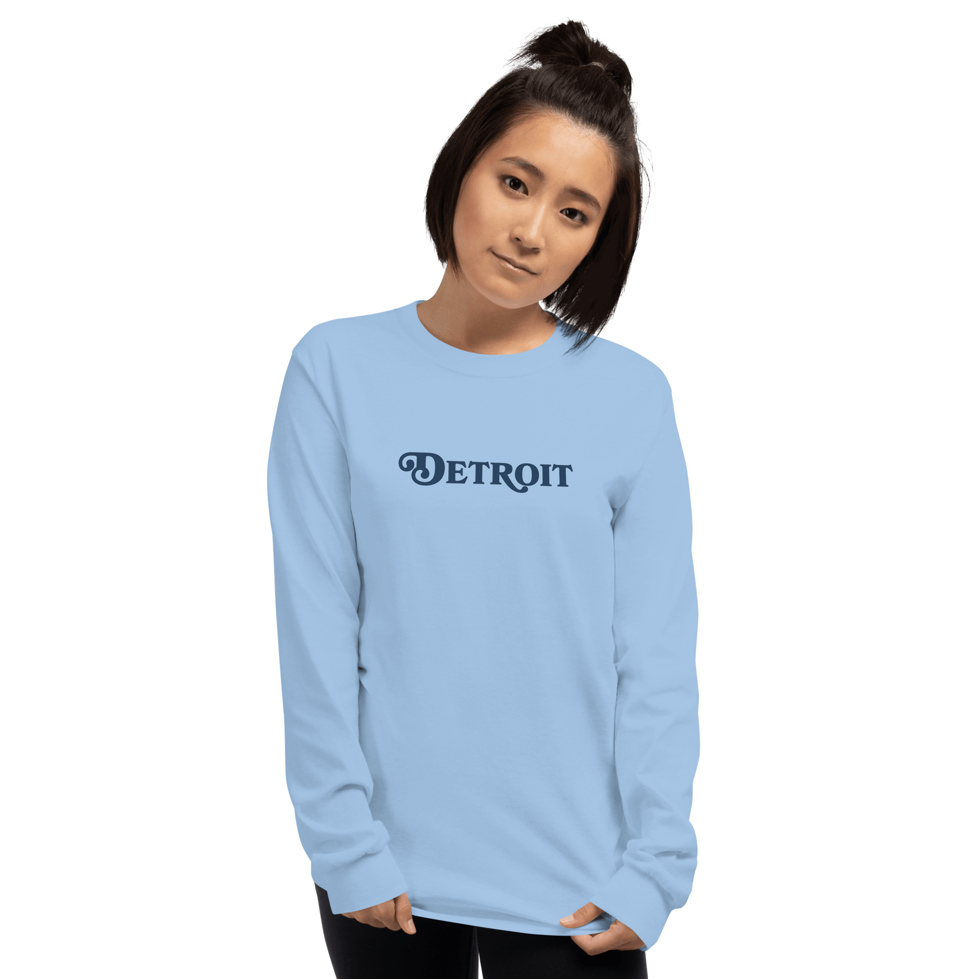 'Detroit' T-Shirt (Sloped Roman Font) | Unisex Long Sleeve - Circumspice Michigan