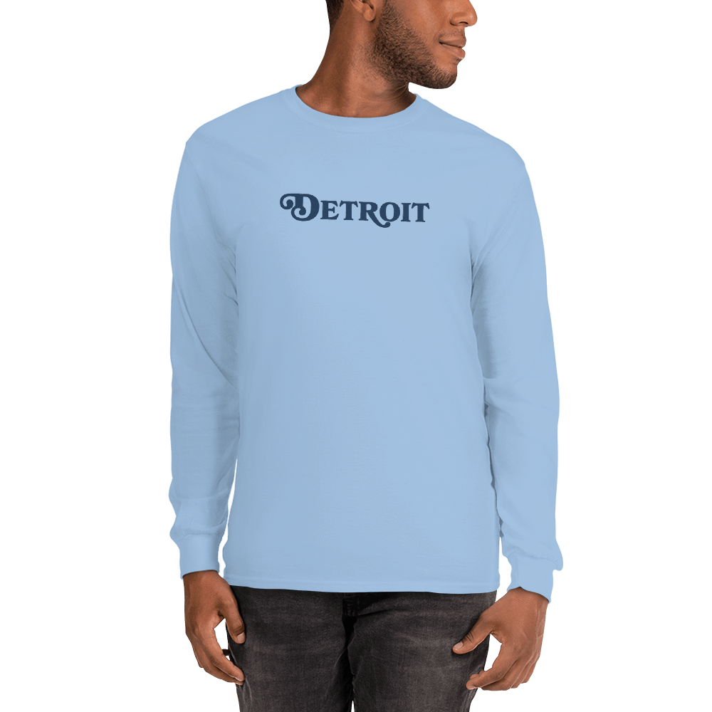 'Detroit' T-Shirt (Sloped Roman Font) | Unisex Long Sleeve - Circumspice Michigan