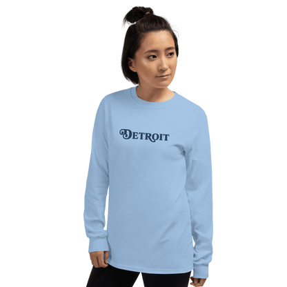 'Detroit' T-Shirt (Sloped Roman Font) | Unisex Long Sleeve - Circumspice Michigan