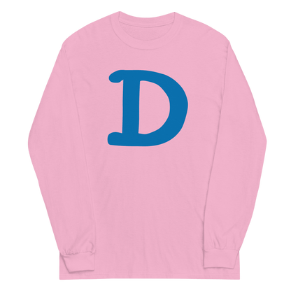 Detroit 'Old French D' T-Shirt (Azure Full Body Outline) | Unisex Long Sleeve - Circumspice Michigan