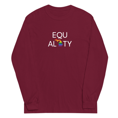 Michigan 'Equality' T-Shirt (LGBTQ Pride Colors) | Unisex Long Sleeve - Circumspice Michigan