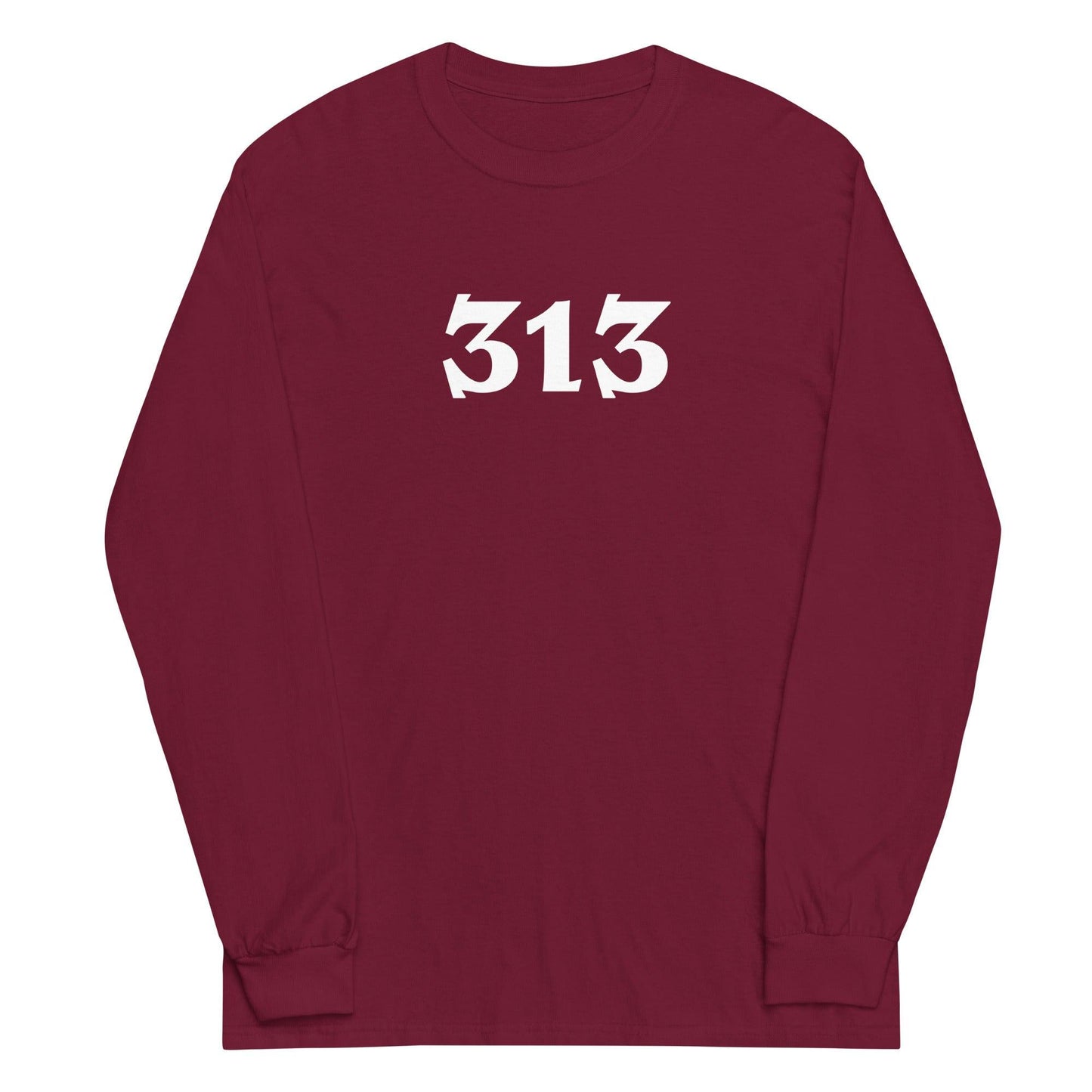 Detroit '313' T-Shirt (Angry Serif Font) | Unisex Long Sleeve - Circumspice Michigan