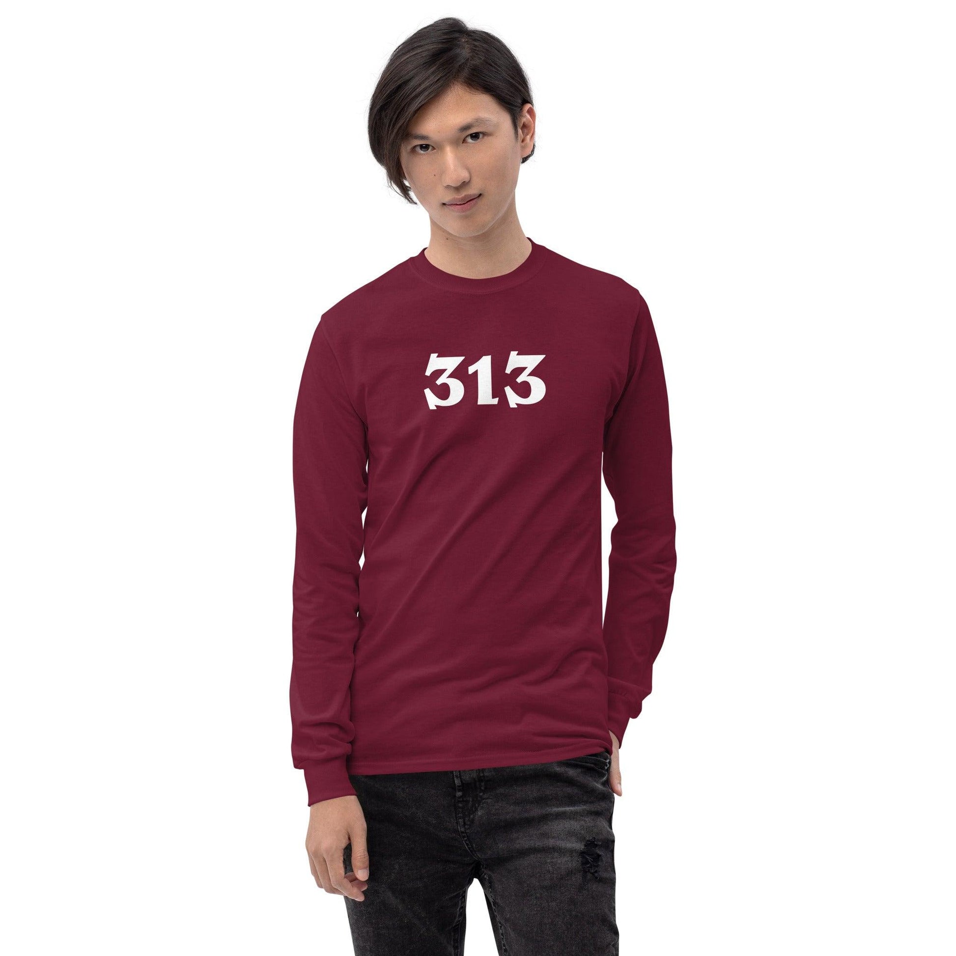 Detroit '313' T-Shirt (Angry Serif Font) | Unisex Long Sleeve - Circumspice Michigan