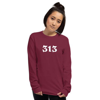 Detroit '313' T-Shirt (Angry Serif Font) | Unisex Long Sleeve - Circumspice Michigan