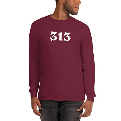 Detroit '313' T-Shirt (Angry Serif Font) | Unisex Long Sleeve - Circumspice Michigan