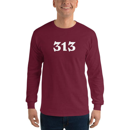 Detroit '313' T-Shirt (Angry Serif Font) | Unisex Long Sleeve - Circumspice Michigan