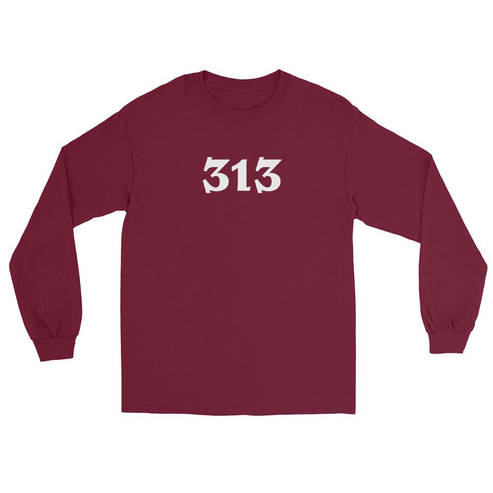 Detroit '313' T-Shirt (Angry Serif Font) | Unisex Long Sleeve - Circumspice Michigan