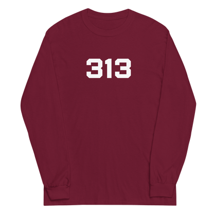 Detroit '313' T-Shirt (Athletic Font) | Unisex Long Sleeve - Circumspice Michigan