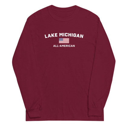 'Lake Michigan All American' T-Shirt | Unisex Long Sleeve - Circumspice Michigan