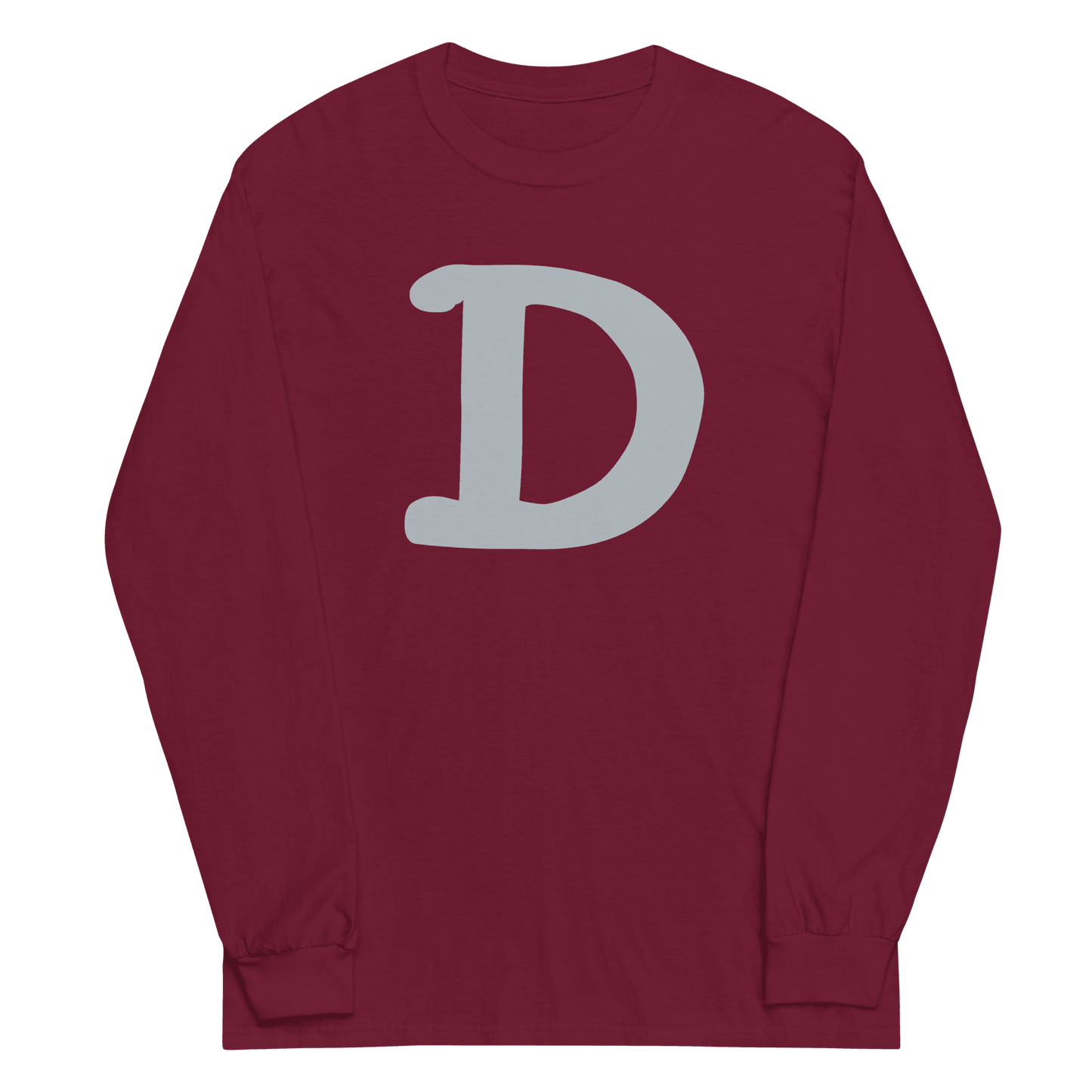 Detroit 'Old French D' T-Shirt (Silver Full Body Outline) | Unisex Long Sleeve - Circumspice Michigan