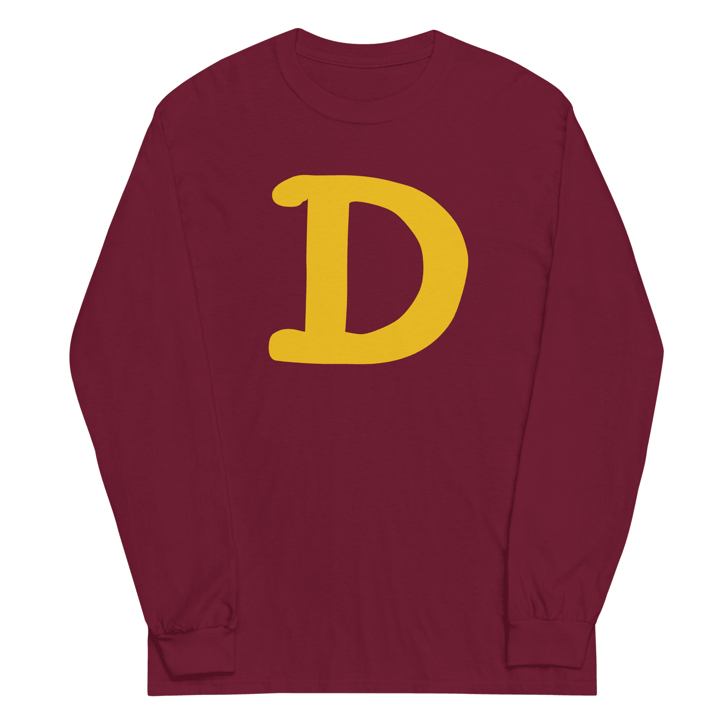 Detroit 'Old French D' T-Shirt (Gold Full Body Outline) | Unisex Long Sleeve - Circumspice Michigan