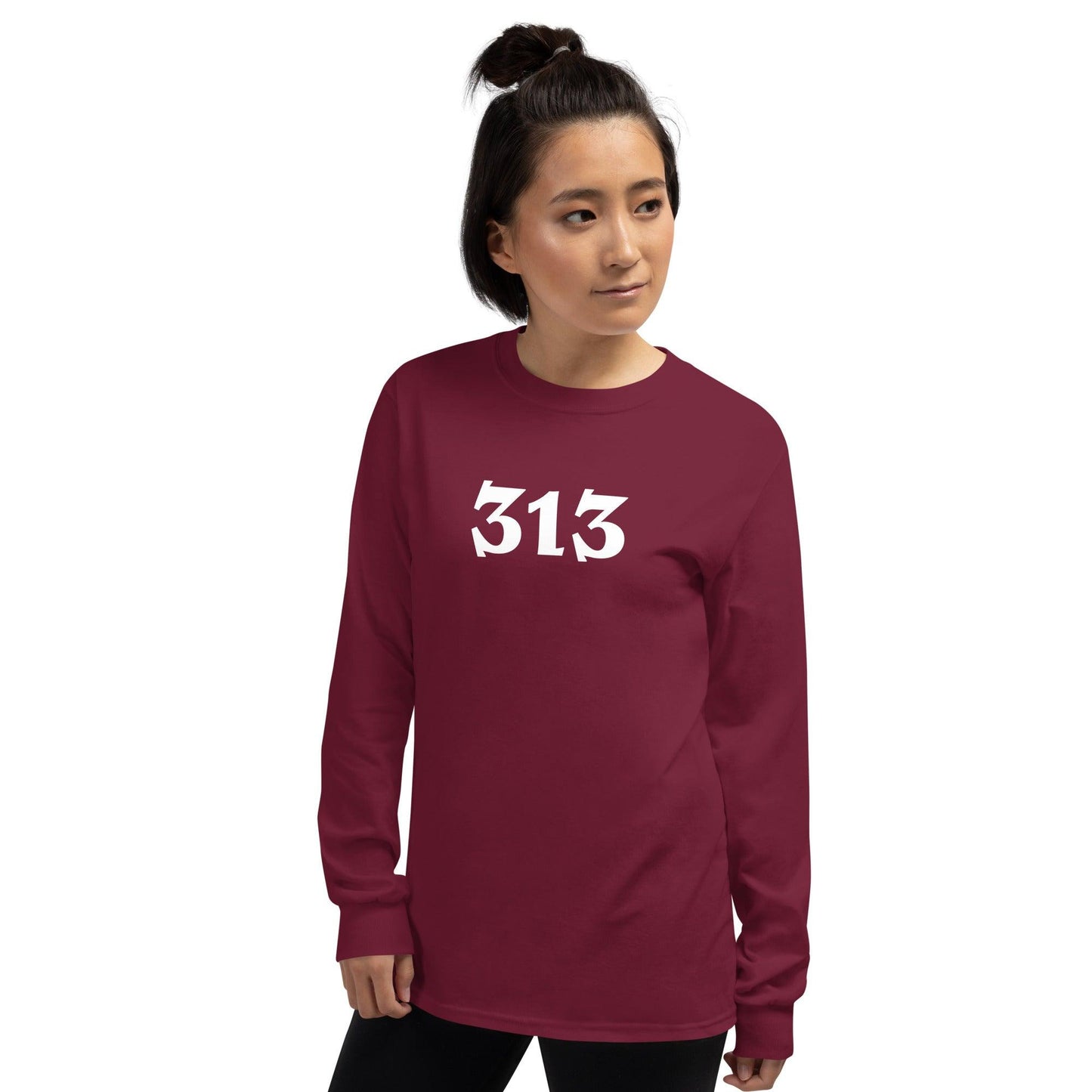 Detroit '313' T-Shirt (Angry Serif Font) | Unisex Long Sleeve - Circumspice Michigan