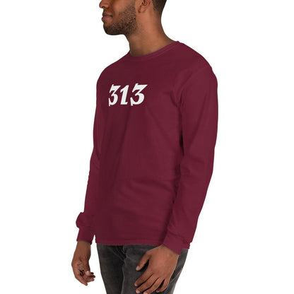 Detroit '313' T-Shirt (Angry Serif Font) | Unisex Long Sleeve - Circumspice Michigan