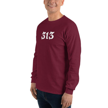 Detroit '313' T-Shirt (Angry Serif Font) | Unisex Long Sleeve - Circumspice Michigan