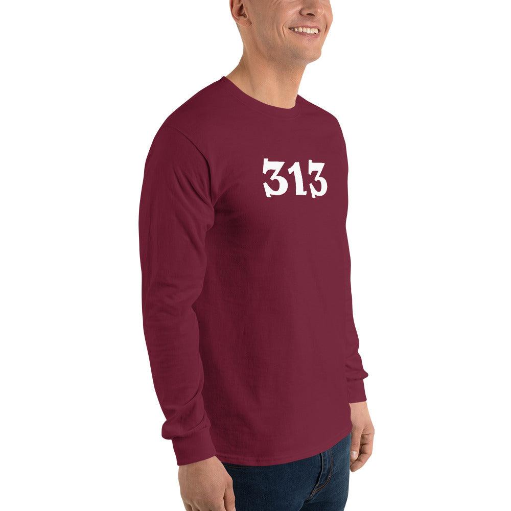 Detroit '313' T-Shirt (Angry Serif Font) | Unisex Long Sleeve - Circumspice Michigan