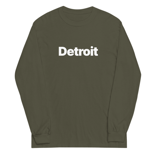 'Detroit' T-Shirt (Swiss Sans Font) | Unisex Long Sleeve - Circumspice Michigan