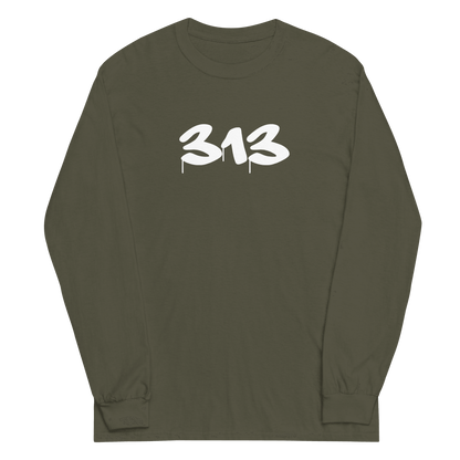 Detroit '313' T-Shirt (Tag Font) | Unisex Long Sleeve - Circumspice Michigan