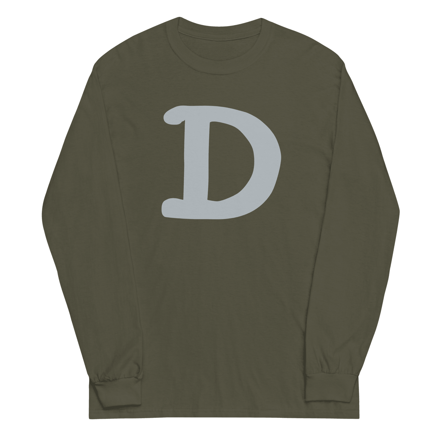 Detroit 'Old French D' T-Shirt (Silver Full Body Outline) | Unisex Long Sleeve - Circumspice Michigan