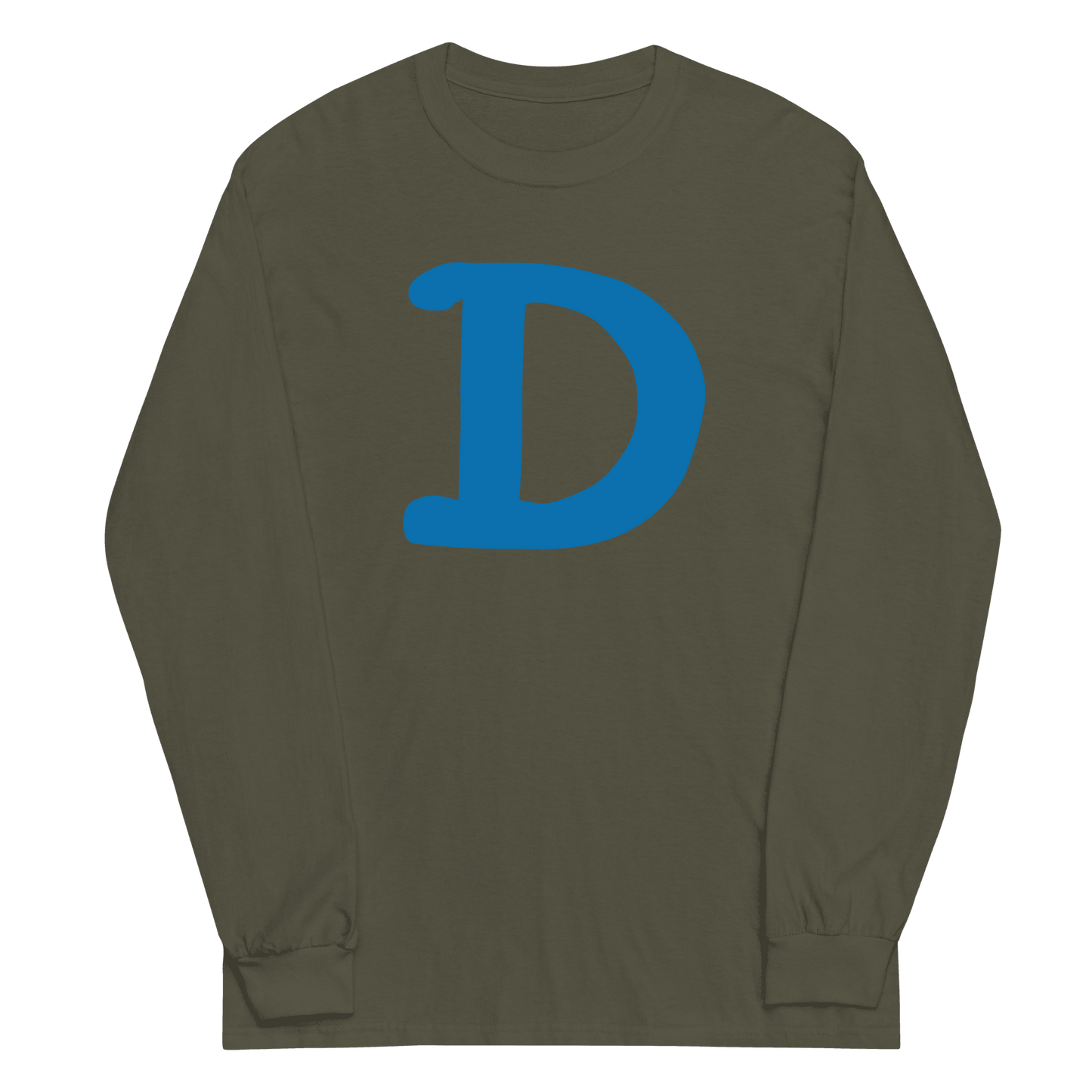 Detroit 'Old French D' T-Shirt (Azure Full Body Outline) | Unisex Long Sleeve - Circumspice Michigan