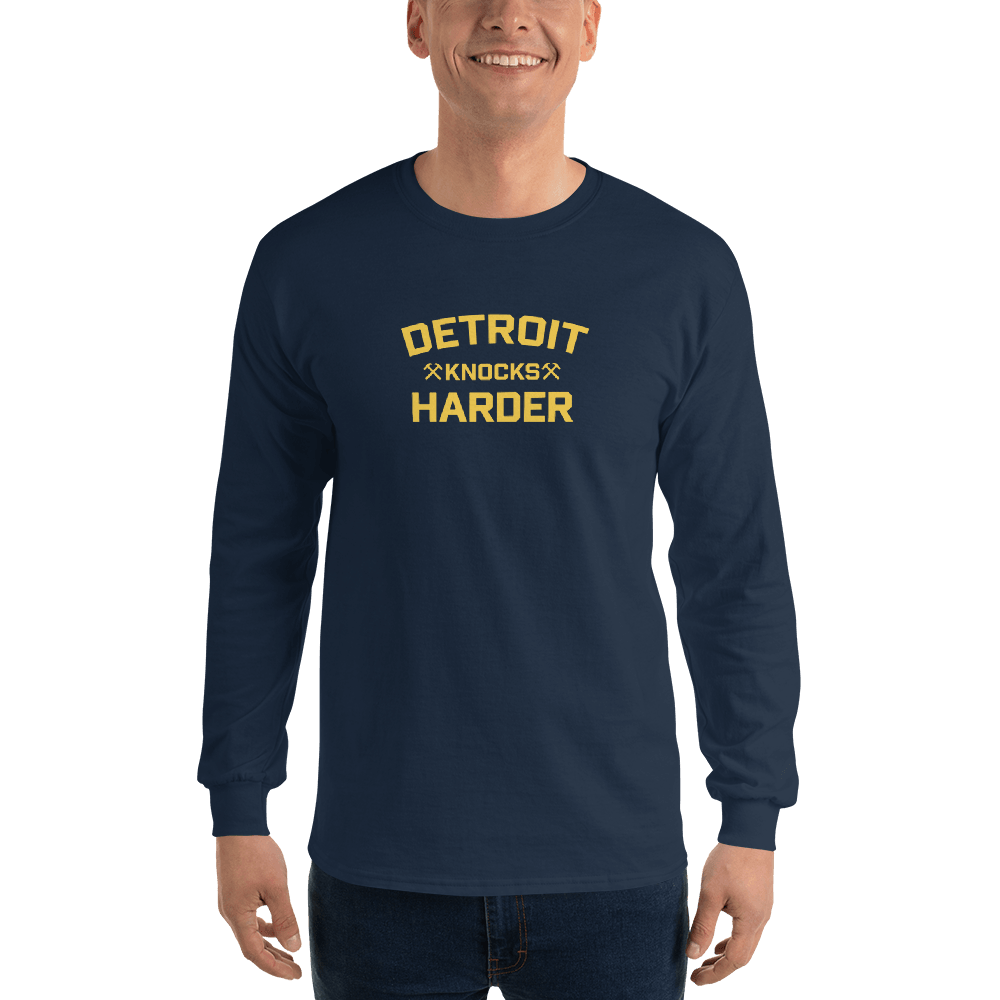 'Detroit Knocks Harder' T-Shirt | Unisex Long Sleeve - Circumspice Michigan