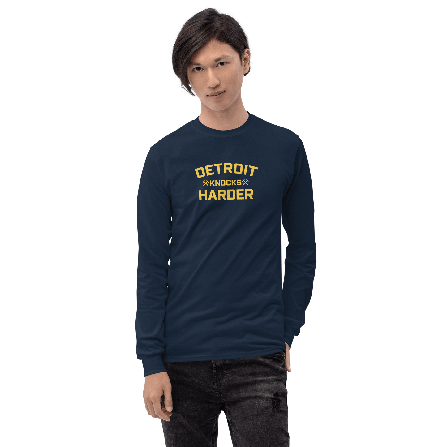 'Detroit Knocks Harder' T-Shirt | Unisex Long Sleeve - Circumspice Michigan