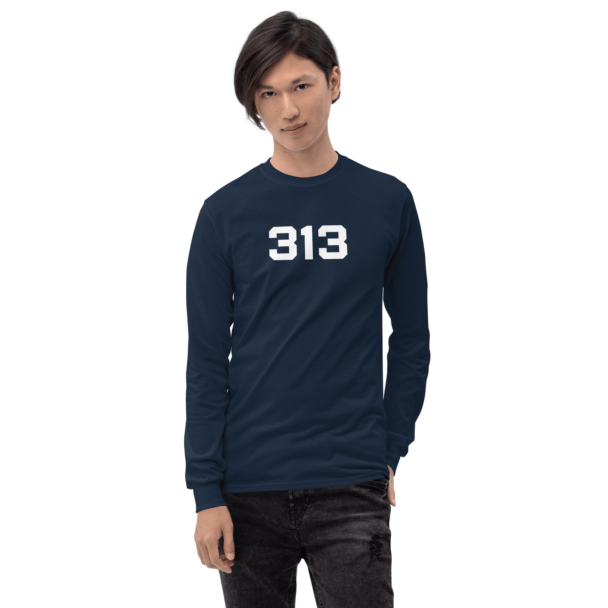 Detroit '313' T-Shirt (Athletic Font) | Unisex Long Sleeve - Circumspice Michigan