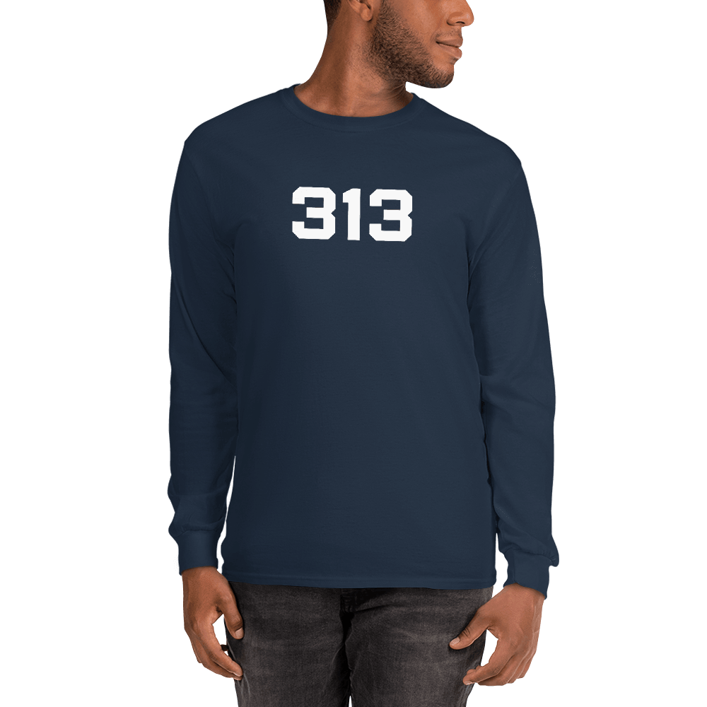 Detroit '313' T-Shirt (Athletic Font) | Unisex Long Sleeve - Circumspice Michigan